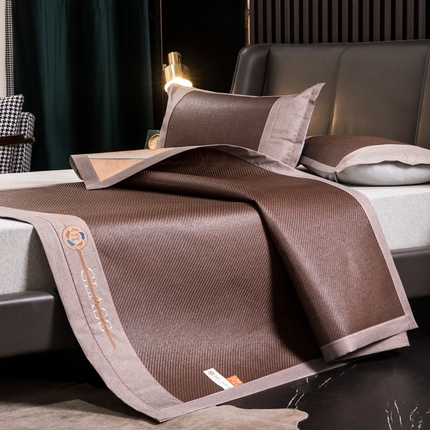  伊被源  2023新款山茶刺绣艾草凉席系列 山茶刺绣艾草火山炭