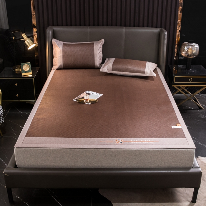 91家纺网 家纺一手货源 找家纺  伊被源  2023新款山茶刺绣艾草凉席系列 山茶刺绣艾草火山炭