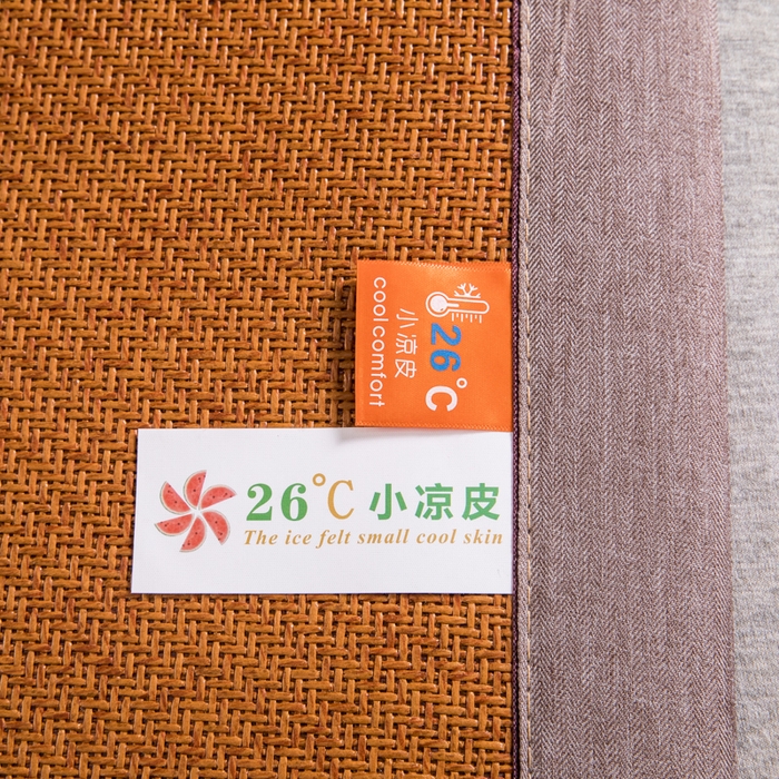 91家纺网 家纺一手货源 找家纺  伊被源  2023新款山茶刺绣艾草凉席系列 山茶刺绣艾草经典咖