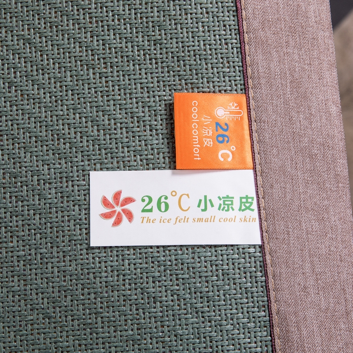 91家纺网 家纺一手货源 找家纺  伊被源  2023新款山茶刺绣艾草凉席系列 山茶刺绣艾草叶墨绿