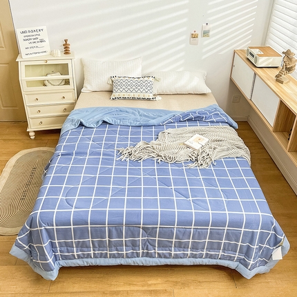 91家纺网 家纺一手货源 找家纺 （总）亚龙2023新款A类母婴级双层纱棉麻手包边夏被四件套