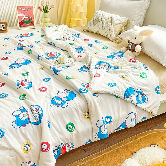 91家纺网 家纺一手货源 找家纺 亚龙2023新款A类针织棉多啦A梦专版授权夏被 哆啦A梦-白