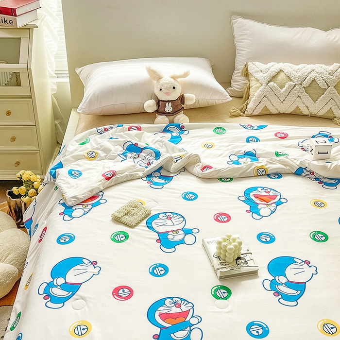 91家纺网 家纺一手货源 找家纺 亚龙2023新款A类针织棉多啦A梦专版授权夏被 哆啦A梦-白