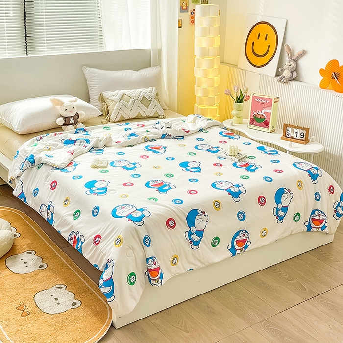 91家纺网 家纺一手货源 找家纺 亚龙2023新款A类针织棉多啦A梦专版授权夏被 哆啦A梦-白