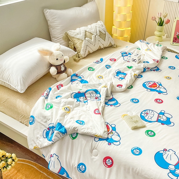 91家纺网 家纺一手货源 找家纺 亚龙2023新款A类针织棉多啦A梦专版授权夏被 哆啦A梦-白