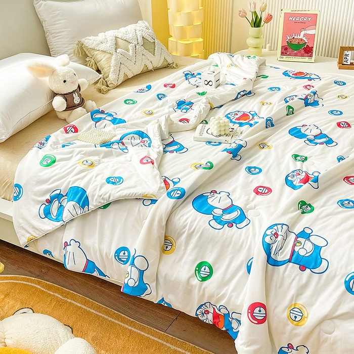 91家纺网 家纺一手货源 找家纺 亚龙2023新款A类针织棉多啦A梦专版授权夏被 哆啦A梦-白