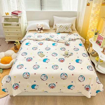 91家纺网 家纺一手货源 找家纺 亚龙2023新款A类针织棉多啦A梦专版授权夏被 哆啦A梦