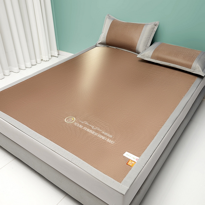 91家纺网 家纺一手货源 找家纺 伊被源 2023新款凉感冰藤刺绣软席-冰镇席、酷爽席 冰镇席-咖色