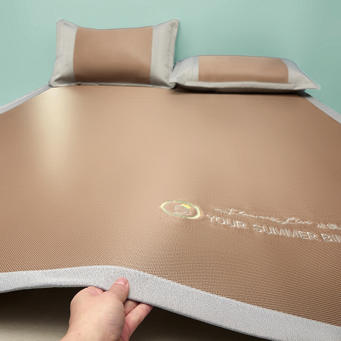 91家纺网 家纺一手货源 找家纺 伊被源 2023新款凉感冰藤刺绣软席-冰镇席、酷爽席 冰镇席-咖色