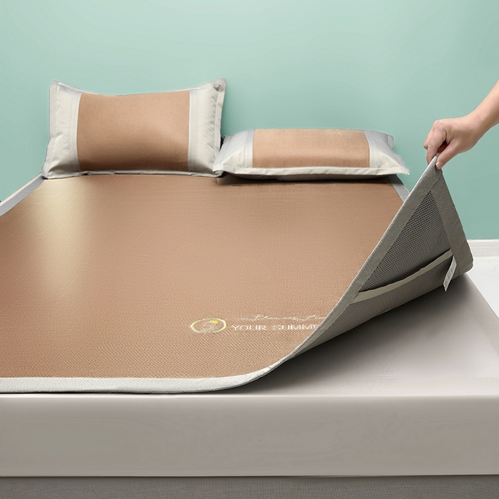 91家纺网 家纺一手货源 找家纺 伊被源 2023新款凉感冰藤刺绣软席-冰镇席、酷爽席 冰镇席-咖色