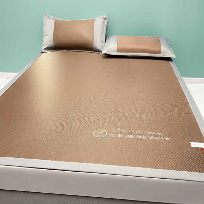 91家纺网 家纺一手货源 找家纺 伊被源 2023新款凉感冰藤刺绣软席-冰镇席、酷爽席 冰镇席-咖色