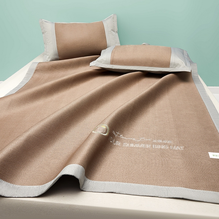 91家纺网 家纺一手货源 找家纺 伊被源 2023新款凉感冰藤刺绣软席-冰镇席、酷爽席 冰镇席-咖色