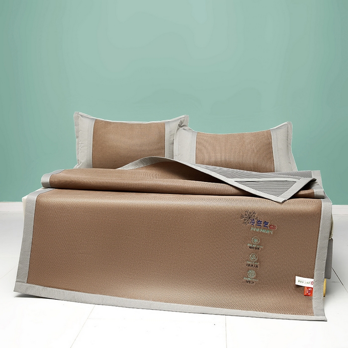 91家纺网 家纺一手货源 找家纺 2023新款凉感冰藤刺绣软席-冰镇席、酷爽席 酷爽席-咖色