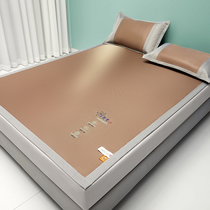 91家纺网 家纺一手货源 找家纺 2023新款凉感冰藤刺绣软席-冰镇席、酷爽席 酷爽席-咖色