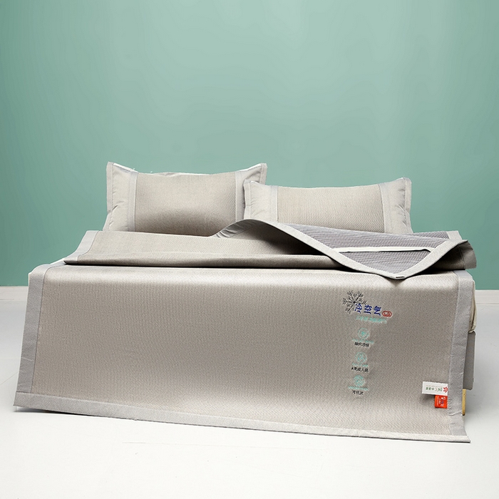 91家纺网 家纺一手货源 找家纺 2023新款凉感冰藤刺绣软席-冰镇席、酷爽席 酷爽席-浅灰