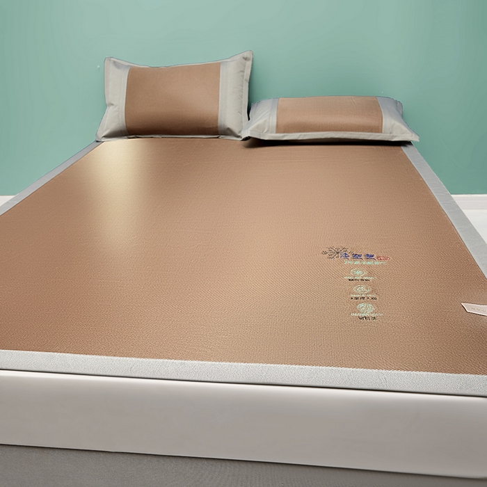 91家纺网 家纺一手货源 找家纺 2023新款凉感冰藤刺绣软席-冰镇席、酷爽席 酷爽席-咖色