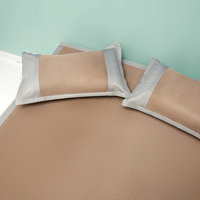 91家纺网 家纺一手货源 找家纺 2023新款凉感冰藤刺绣软席-冰镇席、酷爽席 酷爽席-咖色