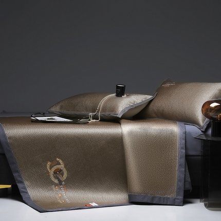 伊被源 2023新款凉感冰藤刺绣软席-冷酷 伽罗色