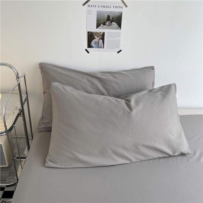 91家纺网 家纺一手货源 找家纺 曼璐单人枕套加厚水洗棉日式无印风格子条纹枕芯套48*74cm 深灰