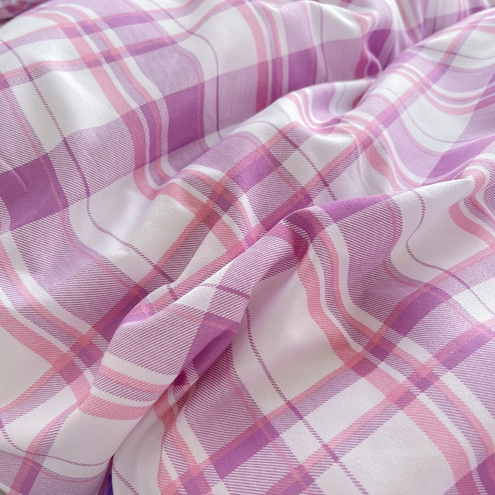 91家纺网 家纺一手货源 找家纺 曼璐单人枕套加厚水洗棉日式无印风格子条纹枕芯套48*74cm 葡萄格