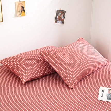 91家纺网 家纺一手货源 找家纺 （总）曼璐单人枕套加厚水洗棉日式无印风格子条纹枕芯套48*74cm