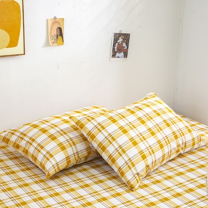 91家纺网 家纺一手货源 找家纺 （总）曼璐单人枕套加厚水洗棉日式无印风格子条纹枕芯套48*74cm