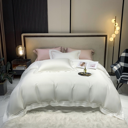 淼铭家纺 2025新款奥地利进口兰精天丝镂空花边四件套-织梦系列 织梦-白色