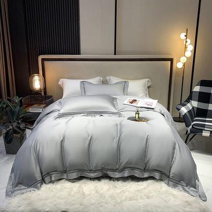 淼铭家纺 2025新款奥地利进口兰精天丝镂空花边四件套-织梦系列 织梦-灰色