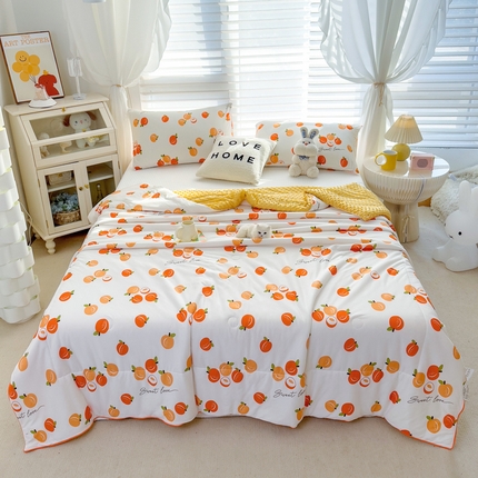 寐居家纺 2023新款针织棉夏被 蜜桃之恋