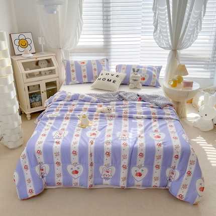 寐居家纺 2023新款针织棉夏被 花田兔兔