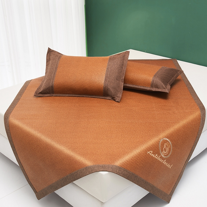 91家纺网 家纺一手货源 找家纺 伊被源 2023新款加厚刺绣古藤席三件套-可可西里 可可西里-咖色