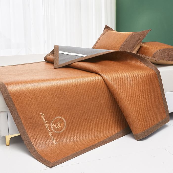 91家纺网 家纺一手货源 找家纺 伊被源 2023新款加厚刺绣古藤席三件套-可可西里 可可西里-咖色