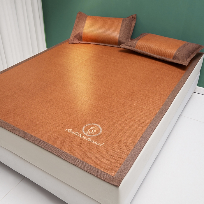 91家纺网 家纺一手货源 找家纺 伊被源 2023新款加厚刺绣古藤席三件套-可可西里 可可西里-咖色