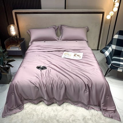 淼铭 2025新款奥地利进口兰精天丝镂空花边夏被-织梦系列 织梦-紫色