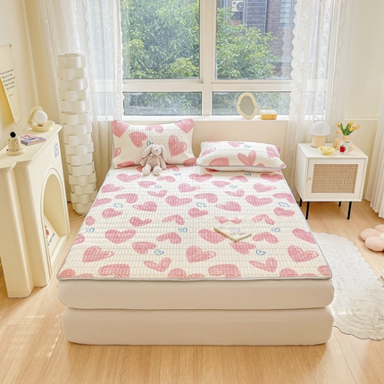 寐居家纺 2023新款夏被同款凉席 粉爱心