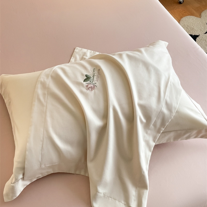 91家纺网 家纺一手货源 找家纺 （总）秀色家纺 2025新品Ａ类60s长绒棉唤醒系列四件套 唤醒-奶昔白+茱萸粉