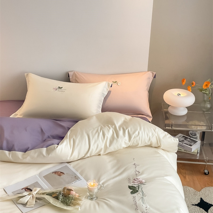 91家纺网 家纺一手货源 找家纺 （总）秀色家纺 2025新品Ａ类60s长绒棉唤醒系列四件套 唤醒-奶昔白+丁香