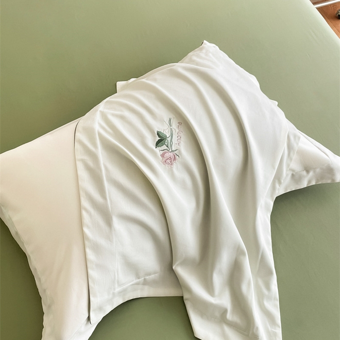 91家纺网 家纺一手货源 找家纺 （总）秀色家纺 2025新品Ａ类60s长绒棉唤醒系列四件套 唤醒-奶昔白+莺茶绿