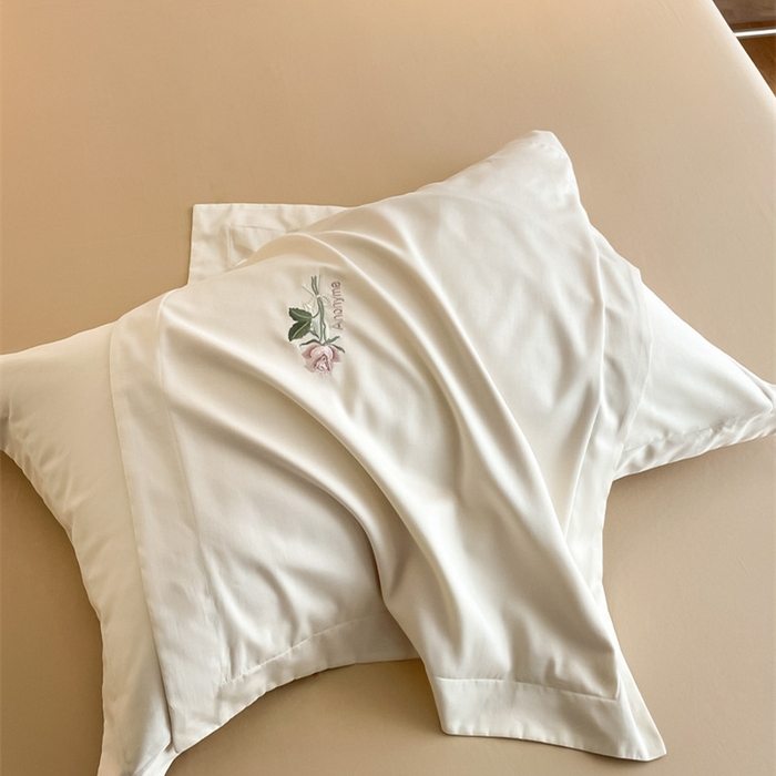 91家纺网 家纺一手货源 找家纺 （总）秀色家纺 2025新品Ａ类60s长绒棉唤醒系列四件套 唤醒-奶昔白+香槟金