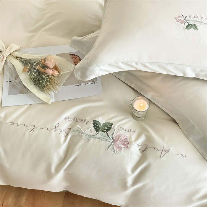 91家纺网 家纺一手货源 找家纺 （总）秀色家纺 2025新品Ａ类60s长绒棉唤醒系列四件套 唤醒-奶昔白+莺茶绿