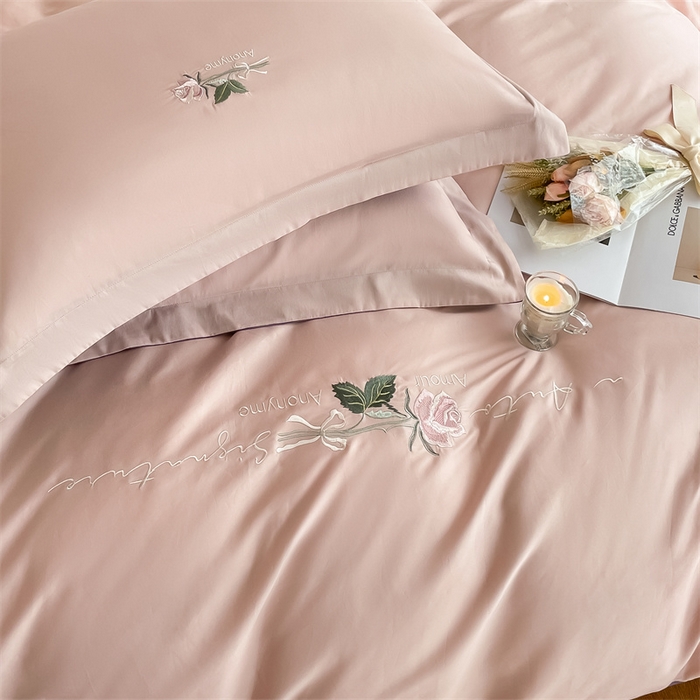 91家纺网 家纺一手货源 找家纺 （总）秀色家纺 2025新品Ａ类60s长绒棉唤醒系列四件套 唤醒-茱萸粉+丁香