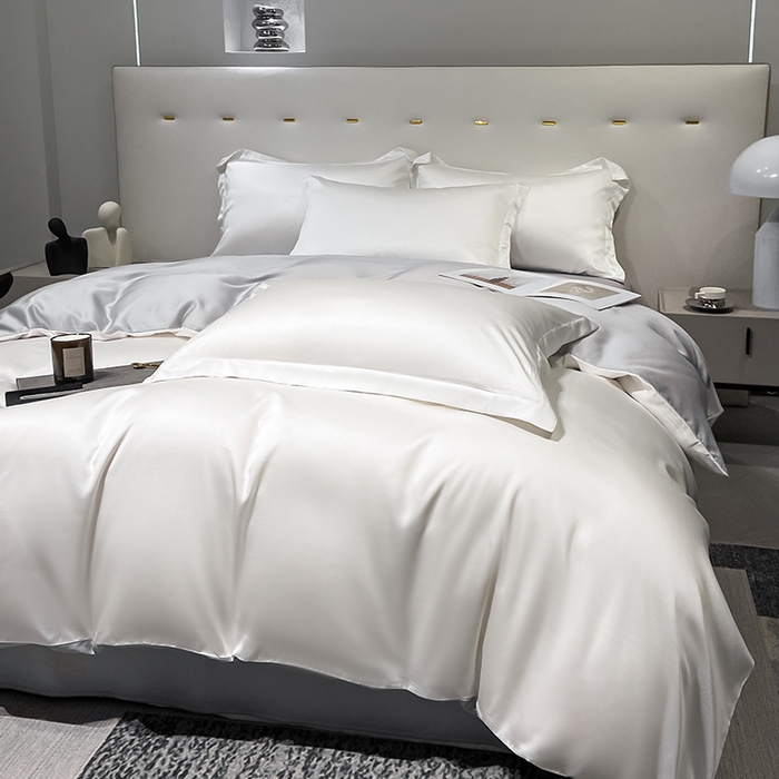 91家纺网 家纺一手货源 找家纺 涵宸家纺  2023新款天丝ᵀᴹ纯色-单被套 单被套-古董白+大地灰