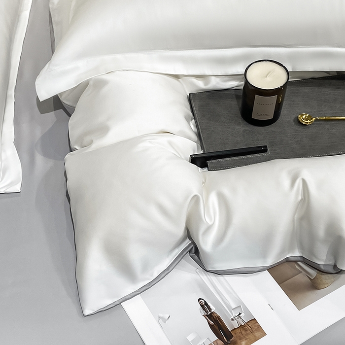 91家纺网 家纺一手货源 找家纺 涵宸家纺  2023新款天丝ᵀᴹ纯色-单被套 单被套-古董白+大地灰