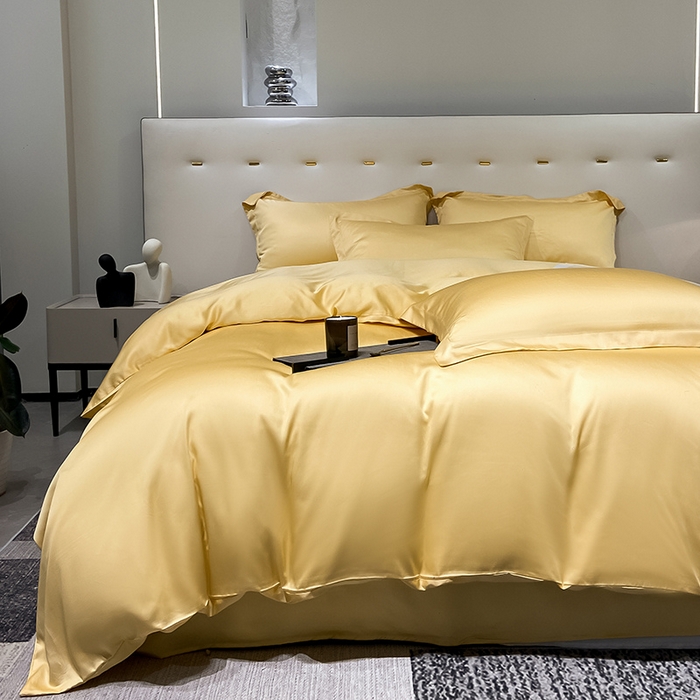 91家纺网 家纺一手货源 找家纺 涵宸家纺  2023新款天丝ᵀᴹ纯色-单被套 单被套-锦黄