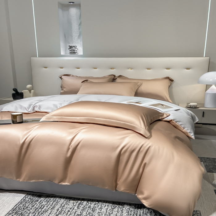 91家纺网 家纺一手货源 找家纺 涵宸家纺  2023新款天丝ᵀᴹ纯色-单被套 单被套-可可棕+大地灰