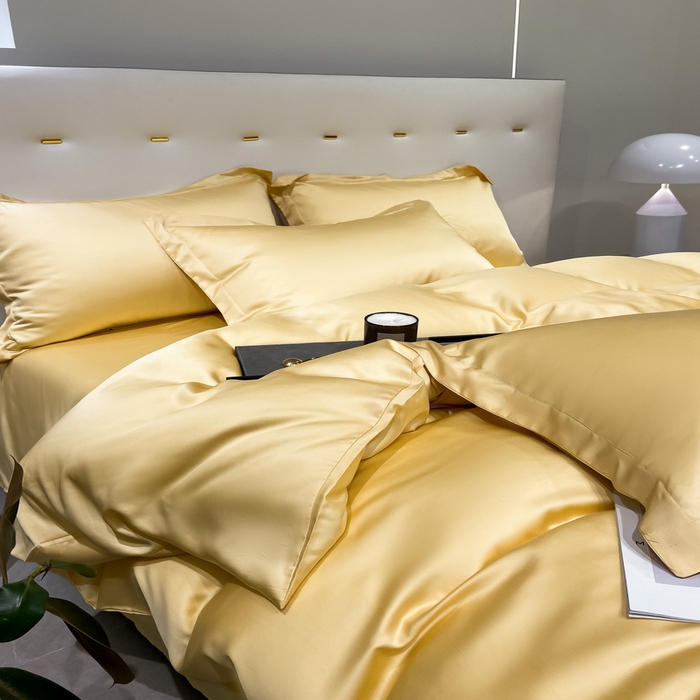 91家纺网 家纺一手货源 找家纺 涵宸家纺  2023新款天丝ᵀᴹ纯色-单被套 单被套-锦黄