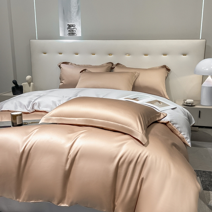 91家纺网 家纺一手货源 找家纺 涵宸家纺  2023新款天丝ᵀᴹ纯色-单被套 单被套-可可棕+大地灰