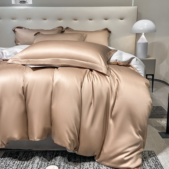 91家纺网 家纺一手货源 找家纺 涵宸家纺  2023新款天丝ᵀᴹ纯色-单被套 单被套-可可棕+大地灰