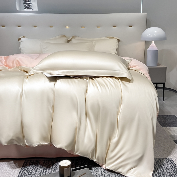 91家纺网 家纺一手货源 找家纺 涵宸家纺  2023新款天丝ᵀᴹ纯色-单被套 单被套-奶昔+蜜桃粉
