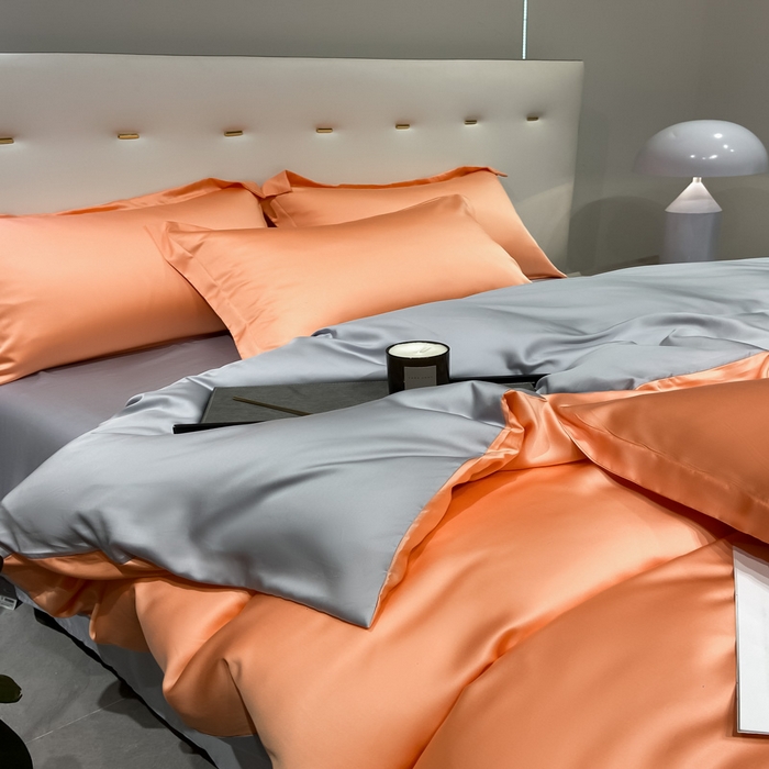 91家纺网 家纺一手货源 找家纺 涵宸家纺  2023新款天丝ᵀᴹ纯色-单被套 单被套-暖橙+星辰兰